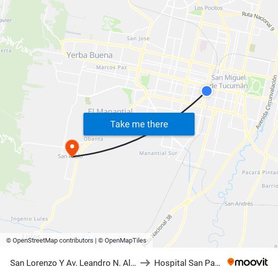 San Lorenzo Y Av. Leandro N. Alem to Hospital San Pablo map