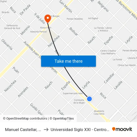 Manuel Castellar, 847 to Universidad Siglo XXI - Centro Azul map