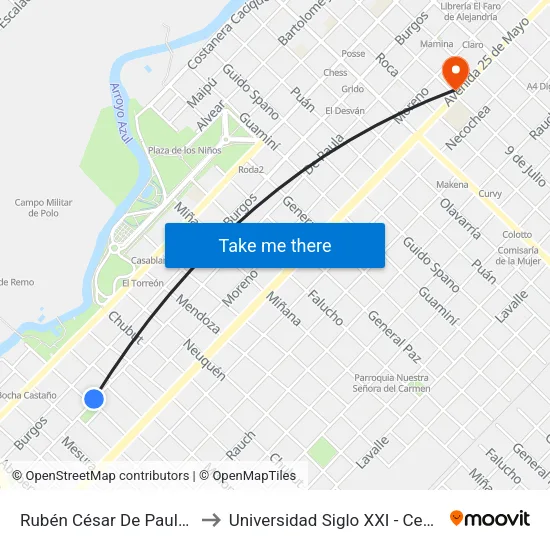 Rubén César De Paula, 1648 to Universidad Siglo XXI - Centro Azul map