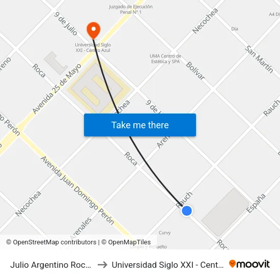 Julio Argentino Roca, 756 to Universidad Siglo XXI - Centro Azul map