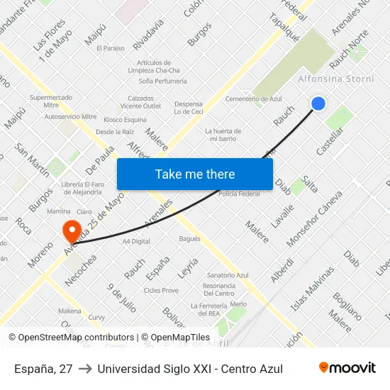 España, 27 to Universidad Siglo XXI - Centro Azul map