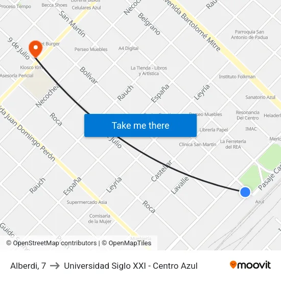 Alberdi, 7 to Universidad Siglo XXI - Centro Azul map