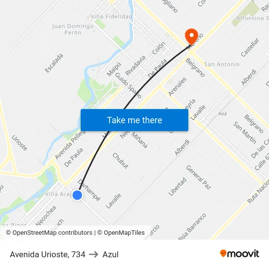 Avenida Urioste, 734 to Azul map