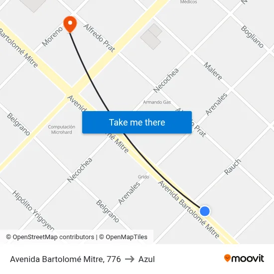 Avenida Bartolomé Mitre, 776 to Azul map