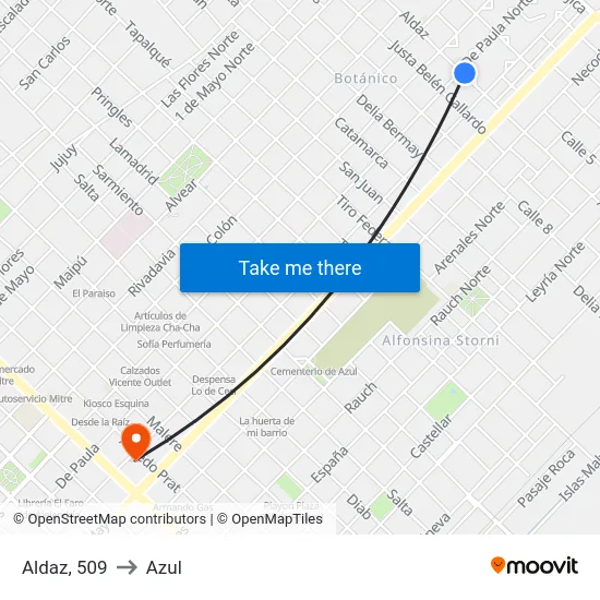 Aldaz, 509 to Azul map