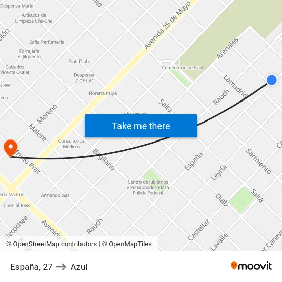 España, 27 to Azul map