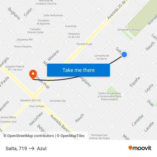 Salta, 719 to Azul map