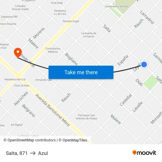 Salta, 871 to Azul map