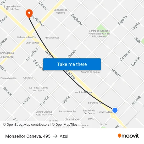 Monseñor Caneva, 495 to Azul map