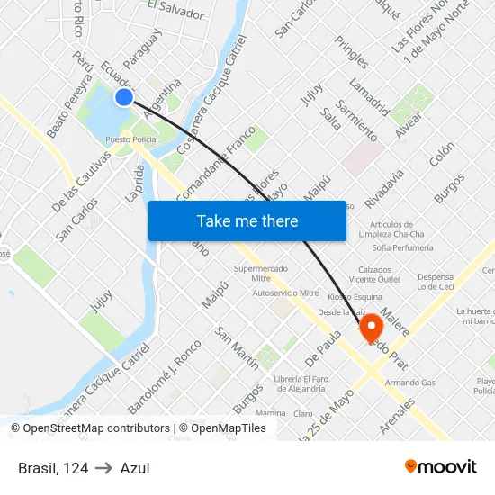Brasil, 124 to Azul map