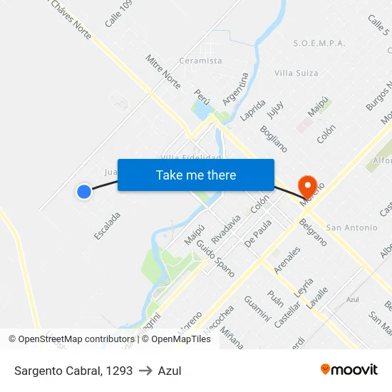 Sargento Cabral, 1293 to Azul map