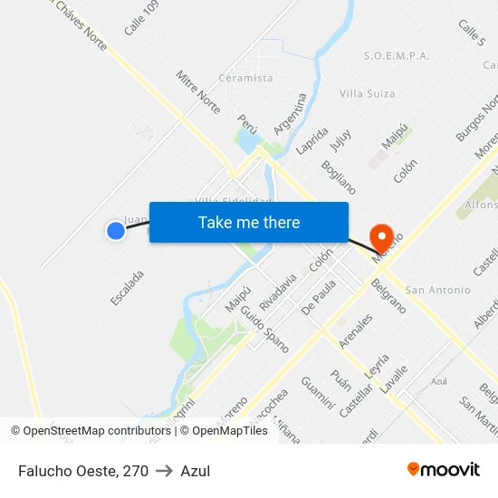 Falucho Oeste, 270 to Azul map