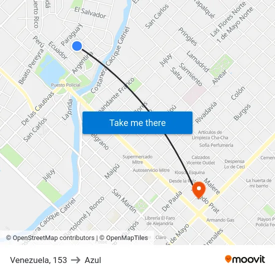 Venezuela, 153 to Azul map