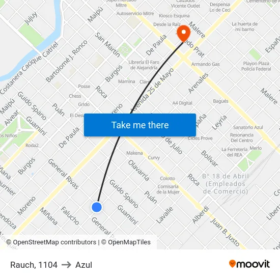 Rauch, 1104 to Azul map