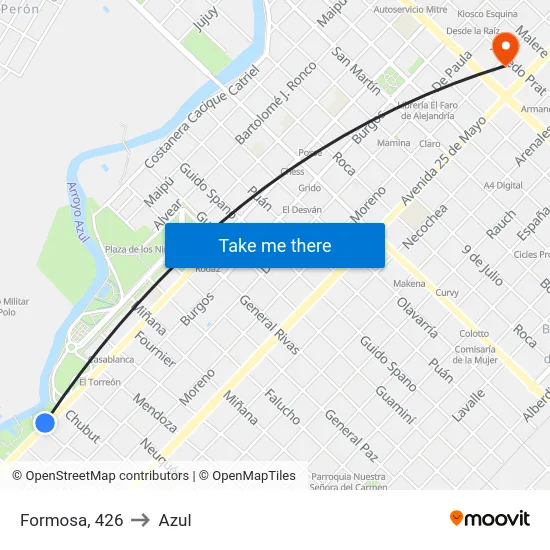 Formosa, 426 to Azul map