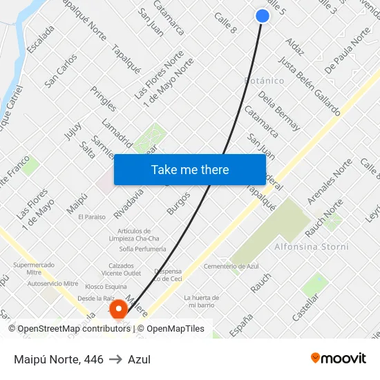 Maipú Norte, 446 to Azul map