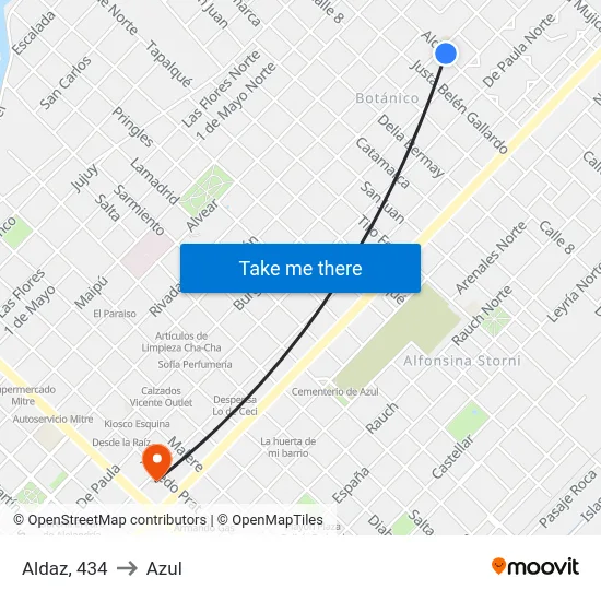 Aldaz, 434 to Azul map