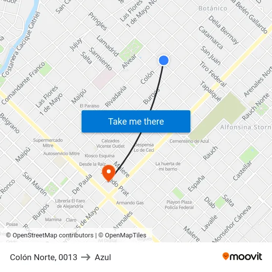 Colón Norte, 0013 to Azul map