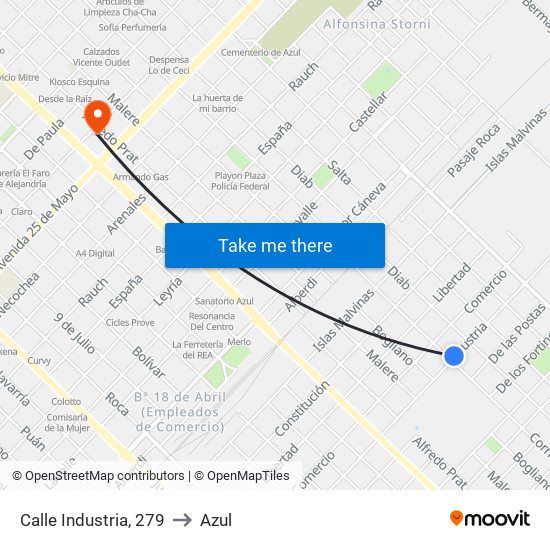 Calle Industria, 279 to Azul map