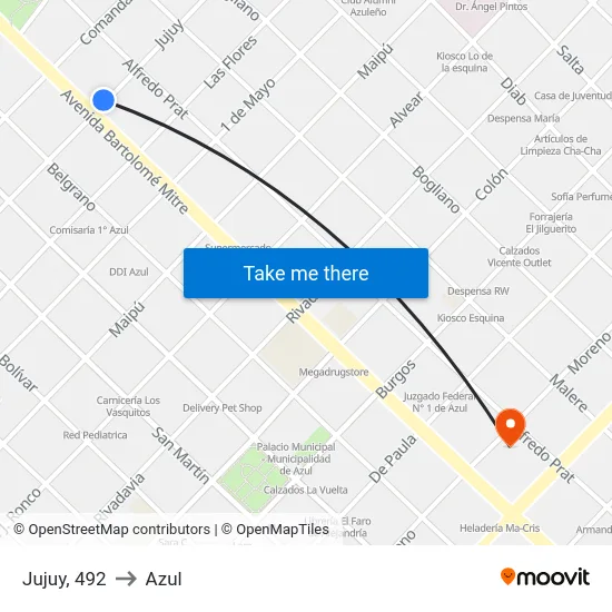 Jujuy, 492 to Azul map