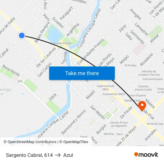 Sargento Cabral, 614 to Azul map