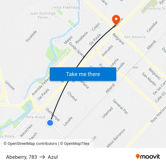 Abeberry, 783 to Azul map