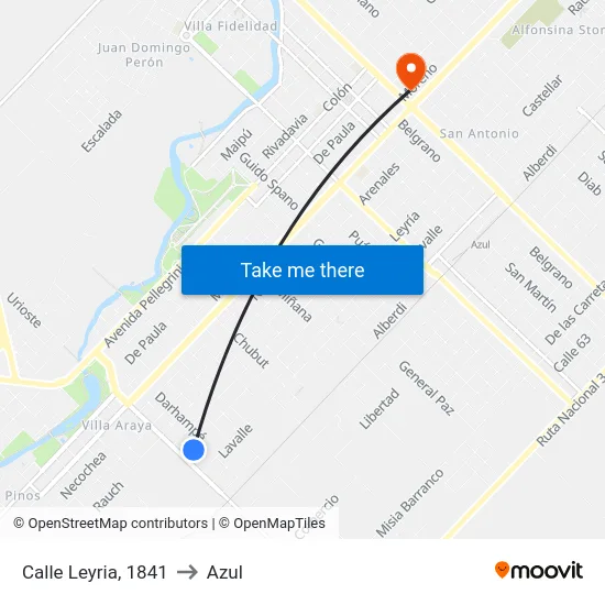 Calle Leyria, 1841 to Azul map