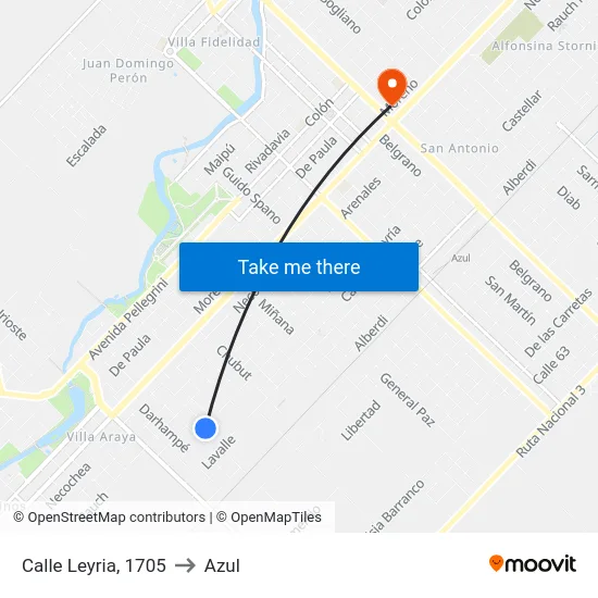Calle Leyria, 1705 to Azul map