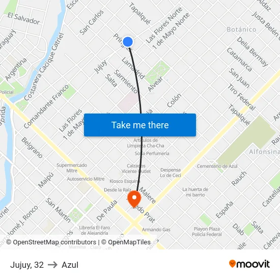 Jujuy, 32 to Azul map