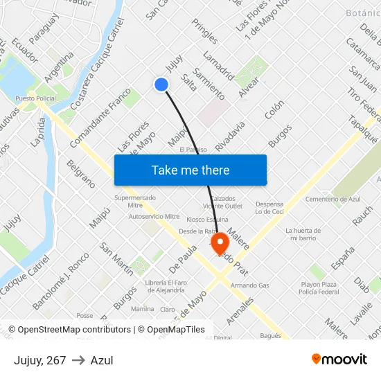 Jujuy, 267 to Azul map