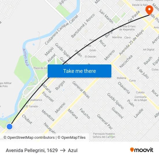 Avenida Pellegrini, 1629 to Azul map