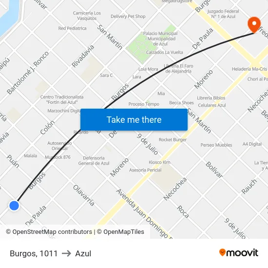 Burgos, 1011 to Azul map