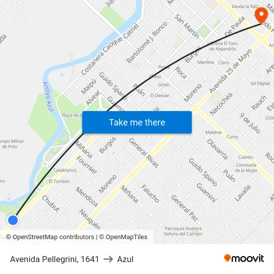 Avenida Pellegrini, 1641 to Azul map