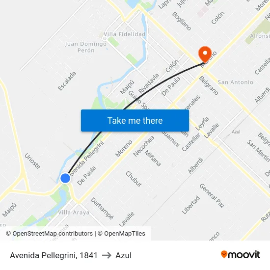 Avenida Pellegrini, 1841 to Azul map