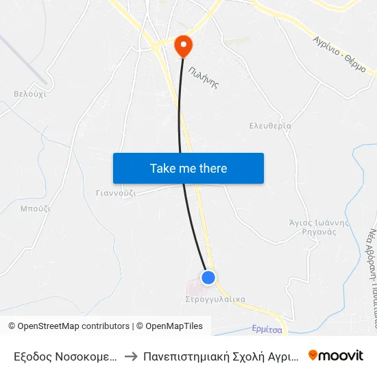 Hospital Exit to University School of Agrinio map
