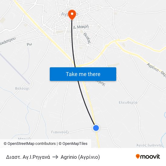 Διαστ. Αγ.Ι.Ρηγανά to Agrinio (Αγρίνιο) map