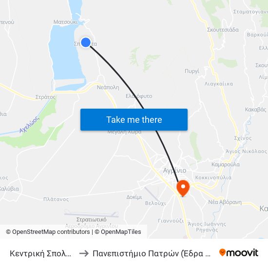 Κεντρική Σπολάιτας to Πανεπιστήμιο Πατρών (Έδρα Αγρίνιο) map