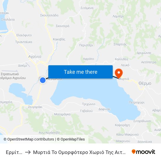 Ερμίτσα to Μυρτιά Το Ομορφότερο Χωριό Της Αιτωλ / νίας map