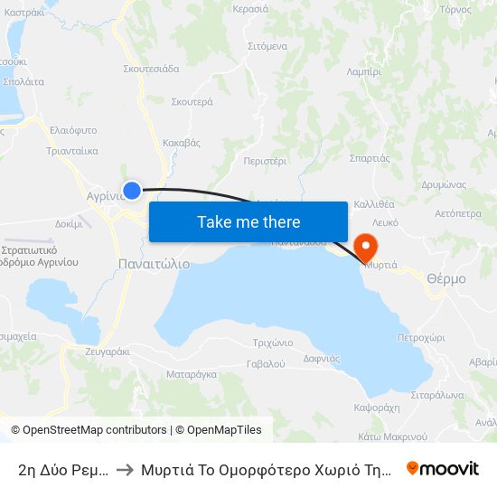 2η Δύο Ρεμάτων to Μυρτιά Το Ομορφότερο Χωριό Της Αιτωλ / νίας map