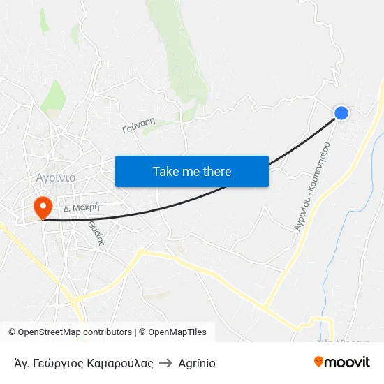 St. George Kamaroula to Agrinio map