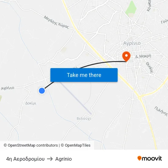 4η Αεροδρομίου to Agrínio map