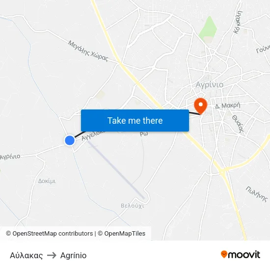 Αύλακας to Agrínio map