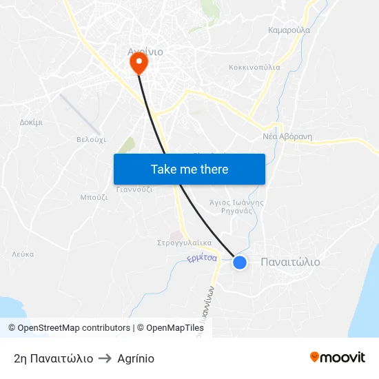 2nd Panaitolio to Agrinio map