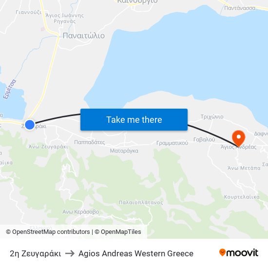 2η Ζευγαράκι to Agios Andreas Western Greece map