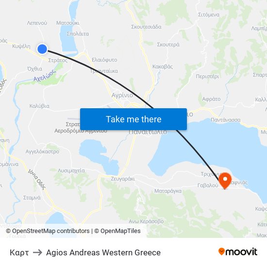 Καρτ to Agios Andreas Western Greece map