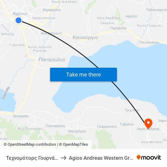 Τεχνομότορς Γουρνάρης to Agios Andreas Western Greece map