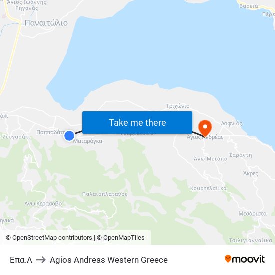 Επα.Λ to Agios Andreas Western Greece map