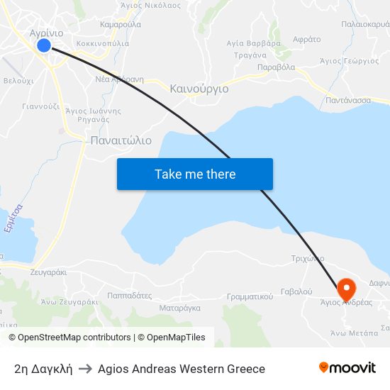 2η Δαγκλή to Agios Andreas Western Greece map