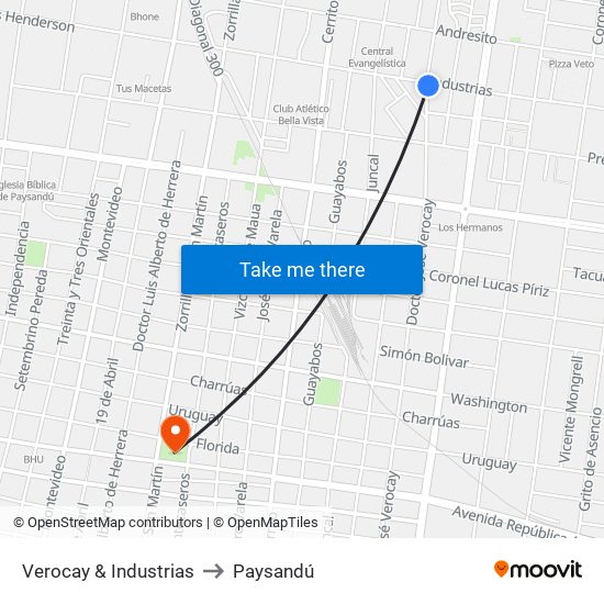 Verocay & Industrias to Paysandú map