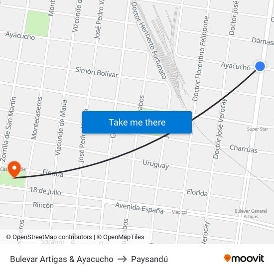 Bulevar Artigas & Ayacucho to Paysandú map